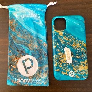 Loopy iPhone 11 case, Jasper color (teal/gold)
